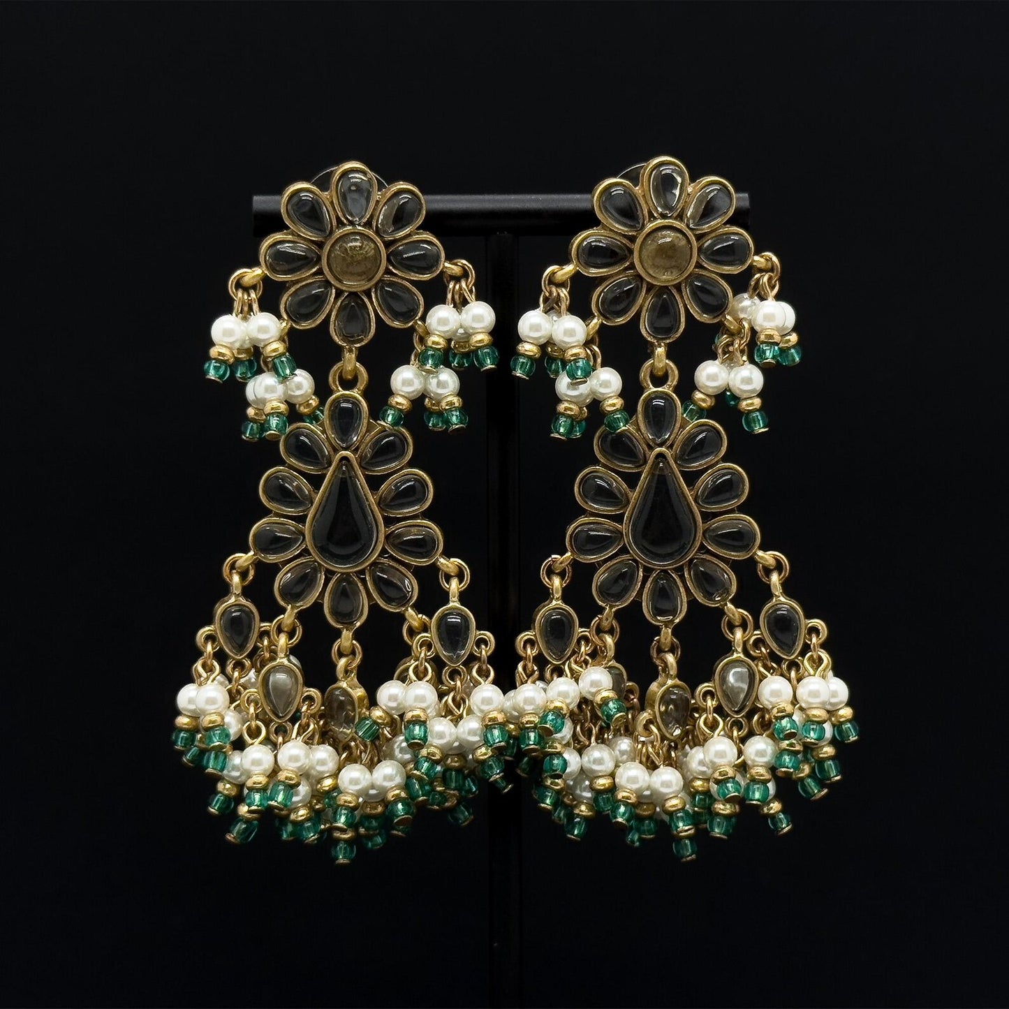 Art Deco Floral Tassel Earrings