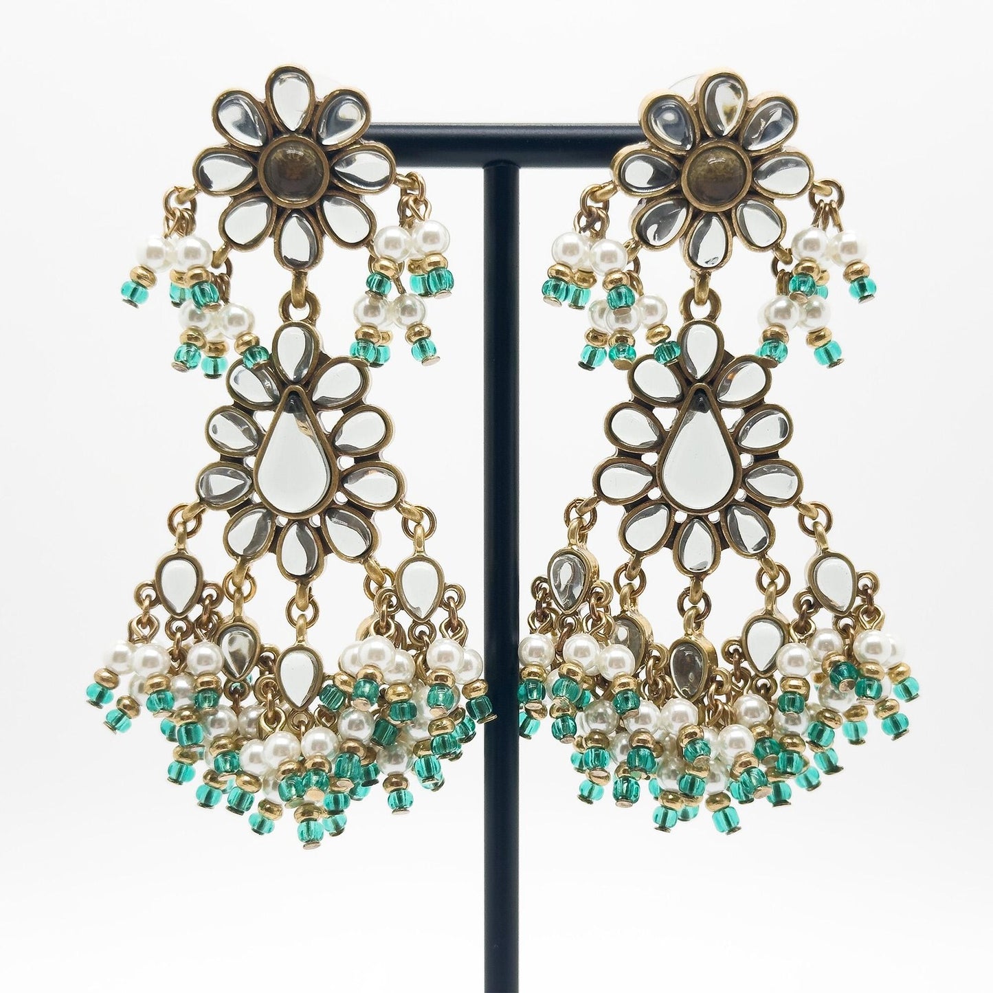 Art Deco Floral Tassel Earrings