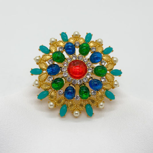 Vintage Art Deco Colored Gem Brooch