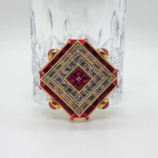 Vintage French Rhombus Color-Blocked Brooch