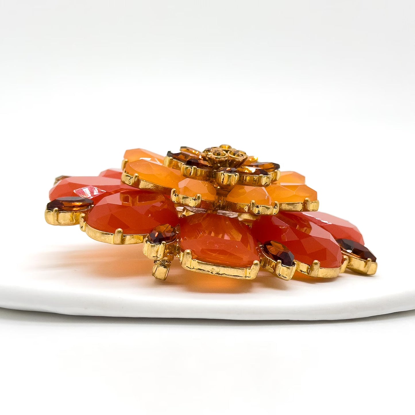 Vintage Art Deco Red 3D Flower Brooch