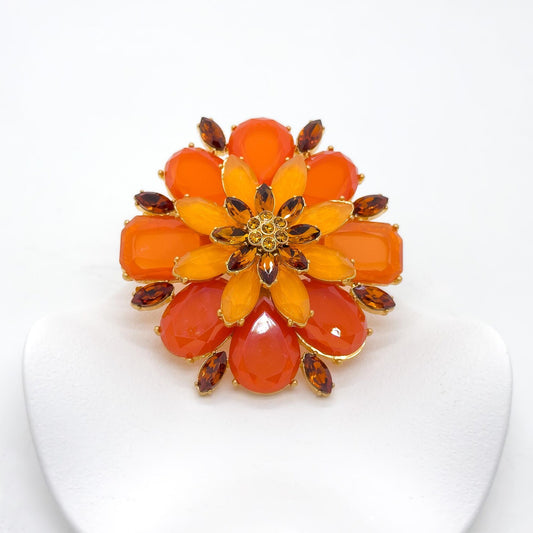 Vintage Art Deco Red 3D Flower Brooch
