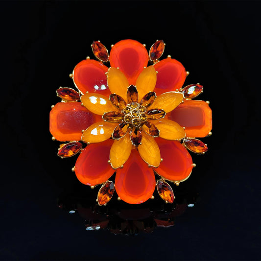 Vintage Art Deco Red 3D Flower Brooch