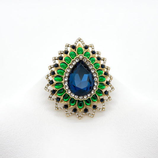 Vintage Art Deco 3D Flower Teardrop Brooch