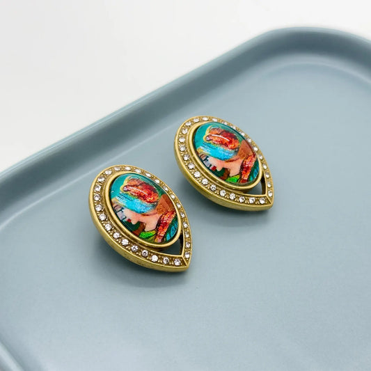 Vintage Art Deco Portrait Earrings
