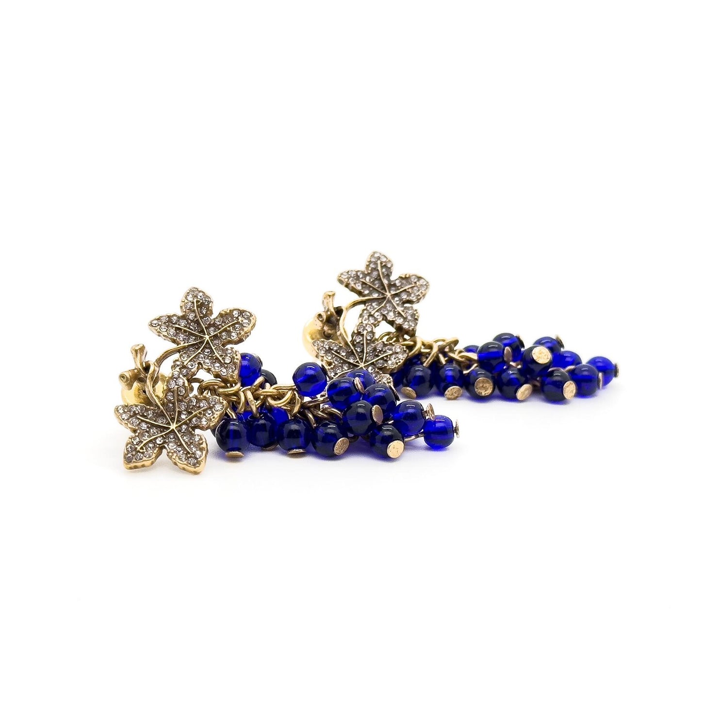 Vintage Art Deco Blue Grape Earrings