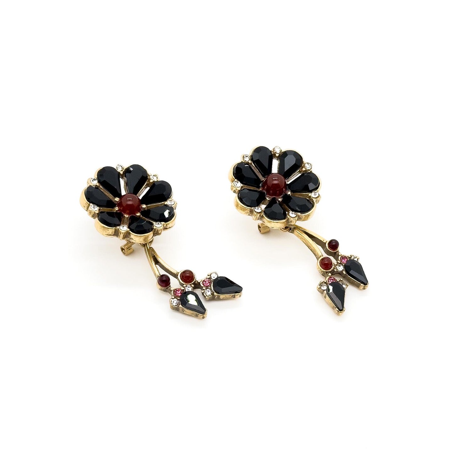 Vintage Art Deco 3D Flower Earrings