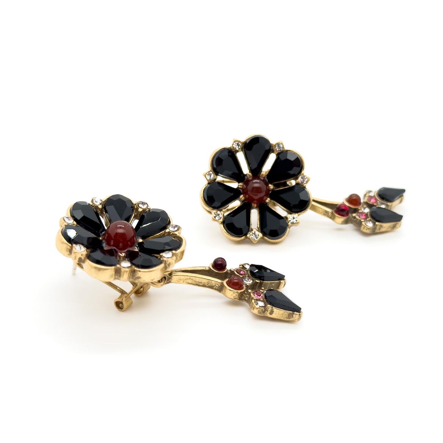 Vintage Art Deco 3D Flower Earrings
