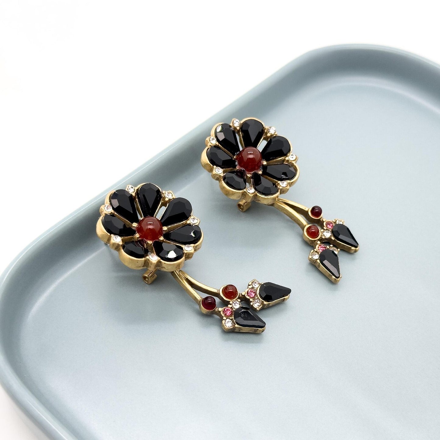 Vintage Art Deco 3D Flower Earrings