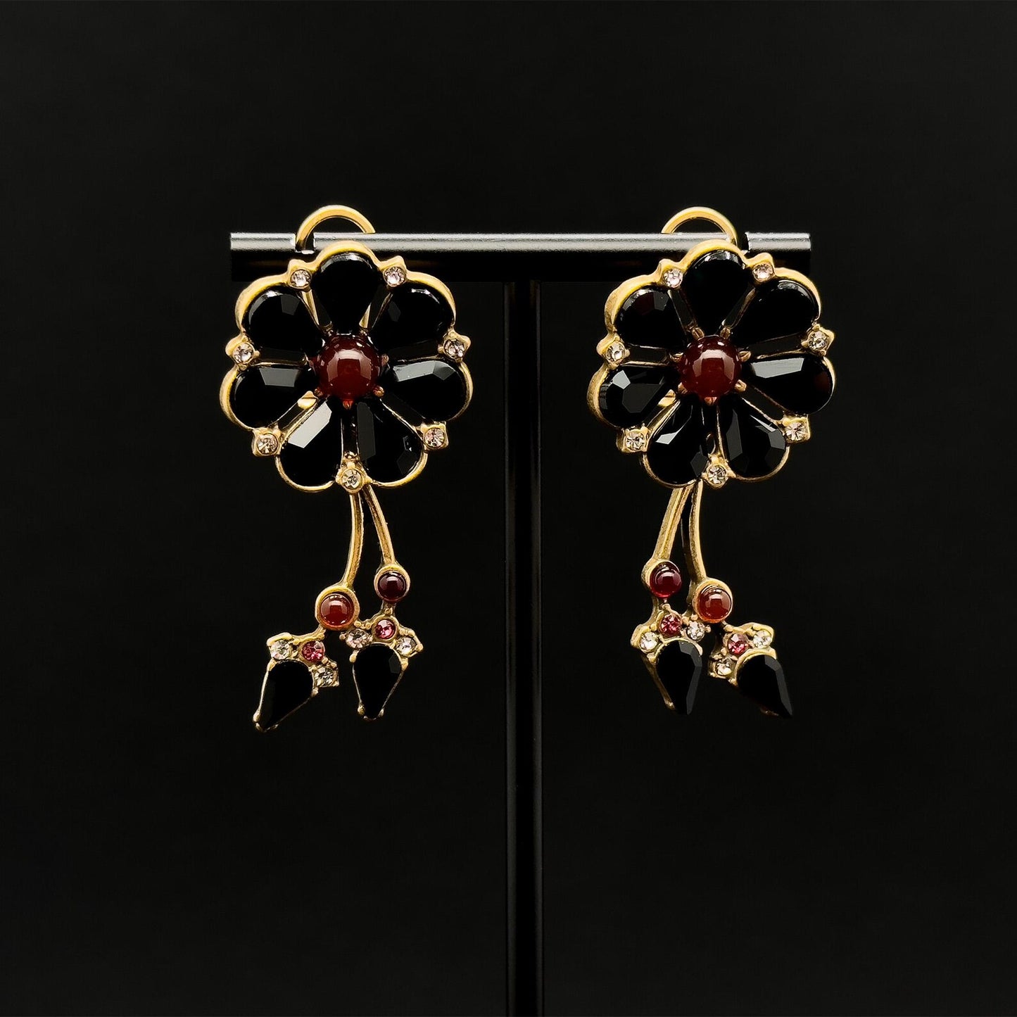Vintage Art Deco 3D Flower Earrings