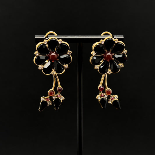 Vintage Art Deco 3D Flower Earrings