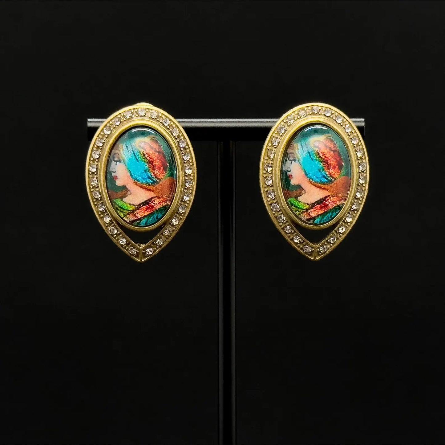Vintage Art Deco Portrait Earrings