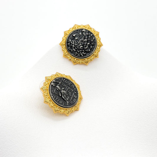 Vintage Art Deco Cameo Badge Earrings