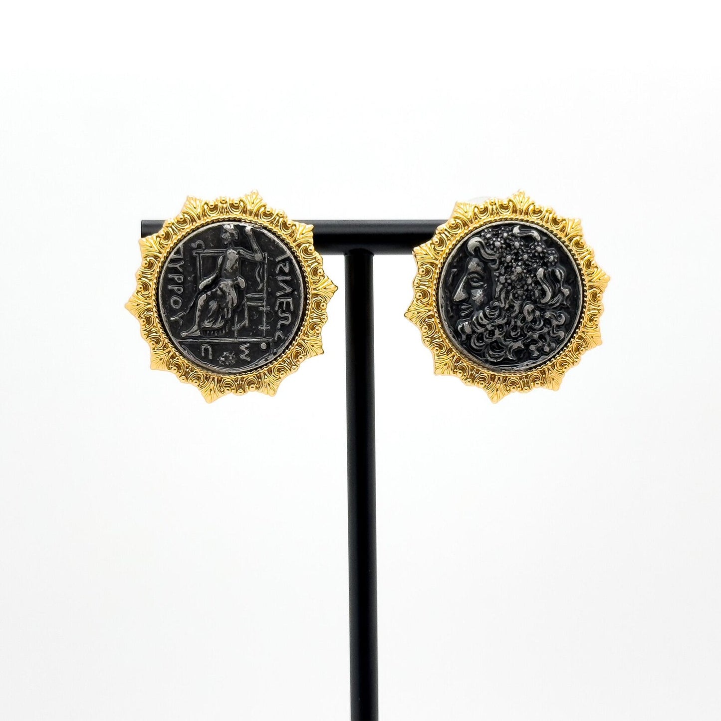 Vintage Art Deco Cameo Badge Earrings