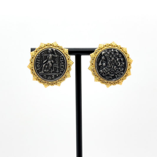Vintage Art Deco Cameo Badge Earrings