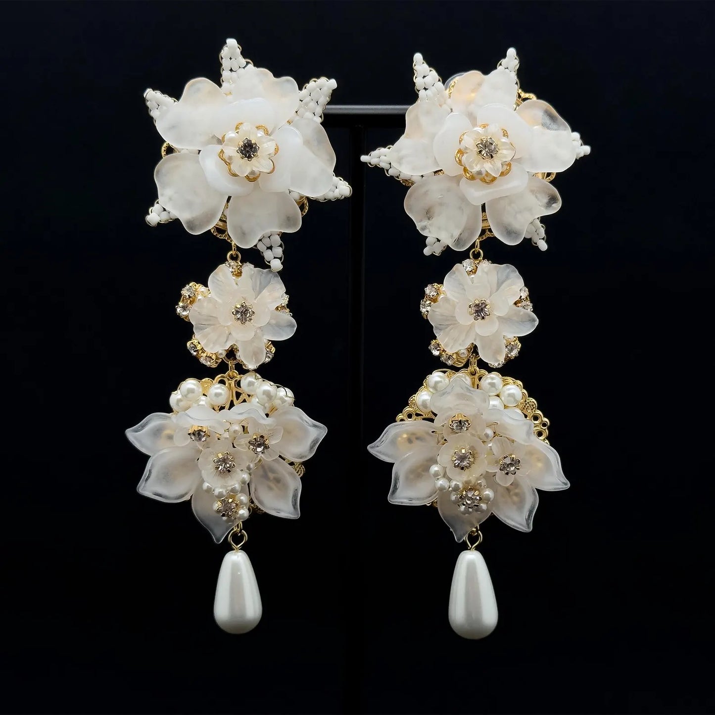 Vintage Art Deco Floral Earrings