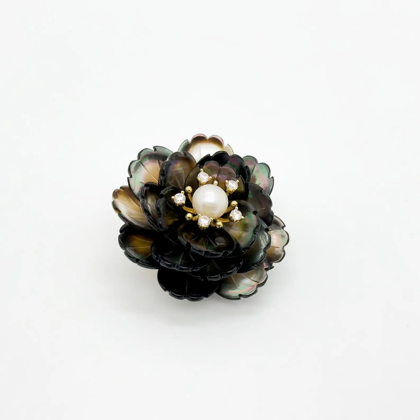 Art Deco Peony Flower Brooch