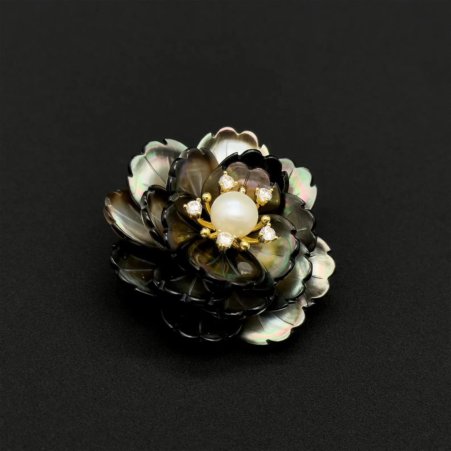 Art Deco Peony Flower Brooch
