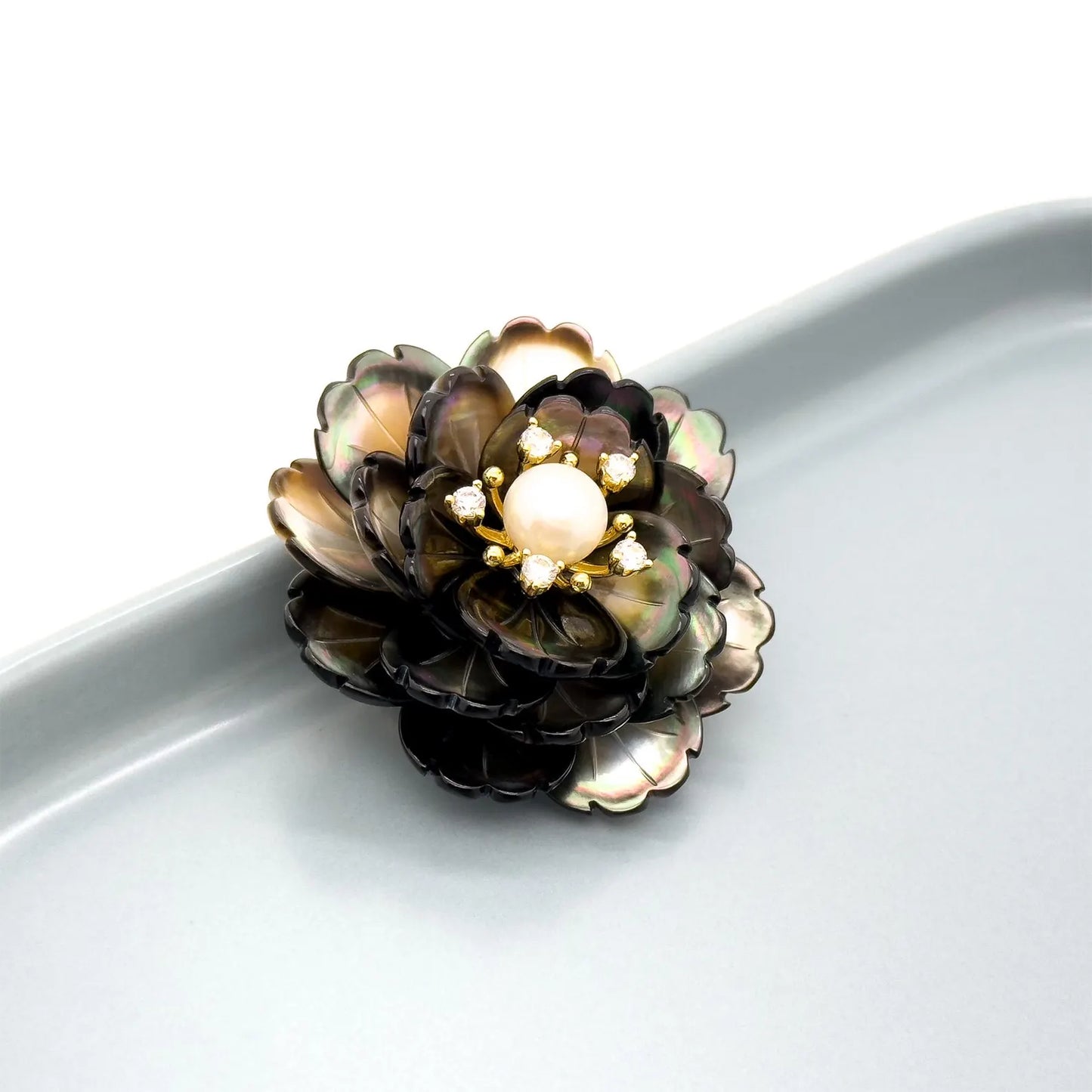 Art Deco Peony Flower Brooch