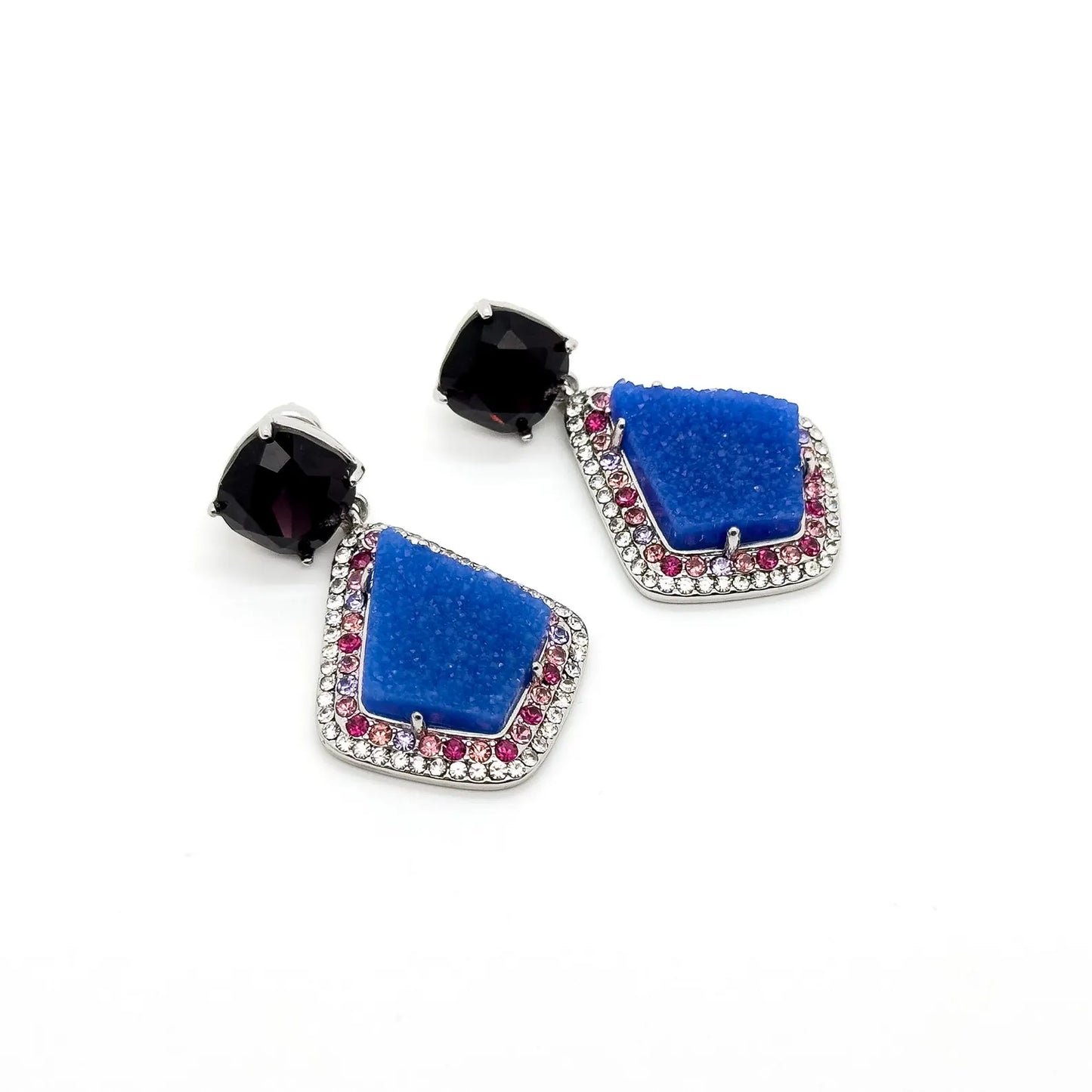 Vintage Art Deco Blue Droplet Earrings