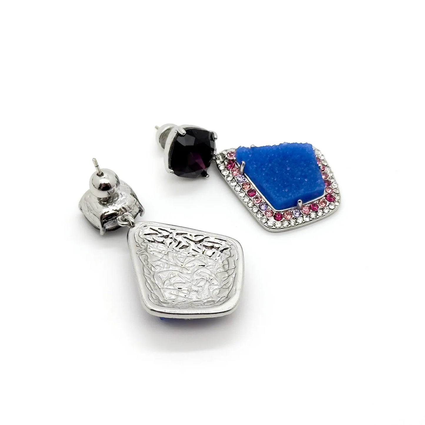 Vintage Art Deco Blue Droplet Earrings