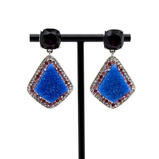 Vintage Art Deco Blue Droplet Earrings
