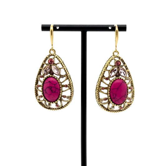 Vintage Art Deco Ruby Drop Earrings
