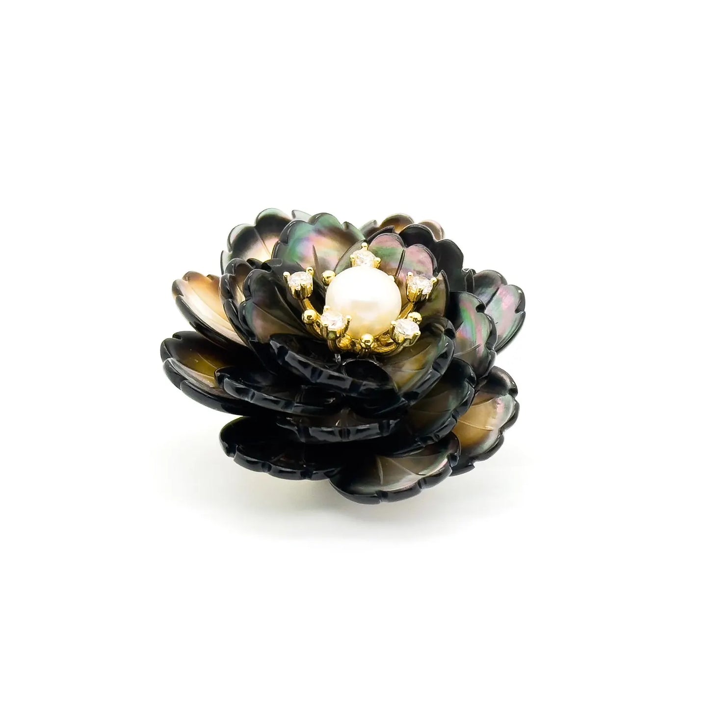 Art Deco Peony Flower Brooch