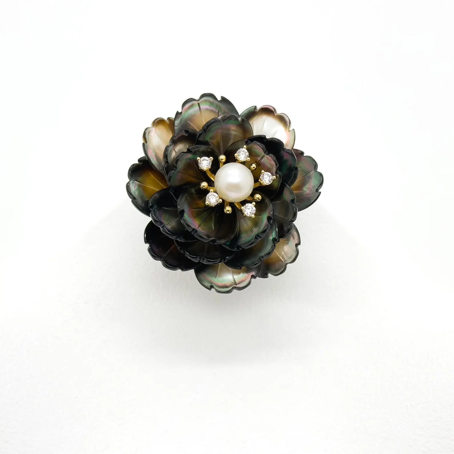 Art Deco Peony Flower Brooch