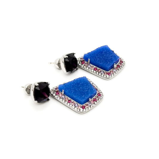Vintage Art Deco Blue Droplet Earrings