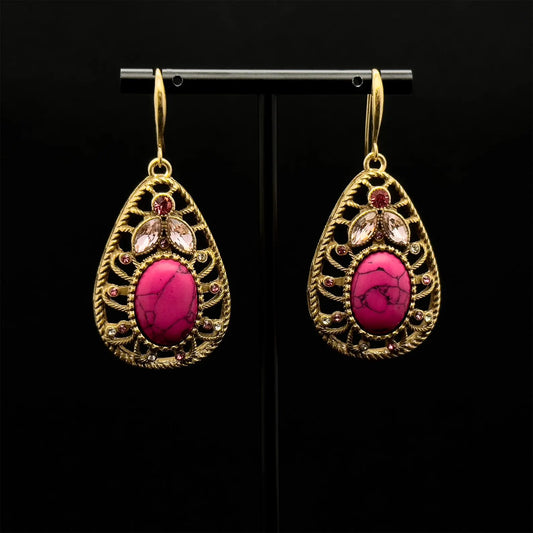 Vintage Art Deco Ruby Drop Earrings