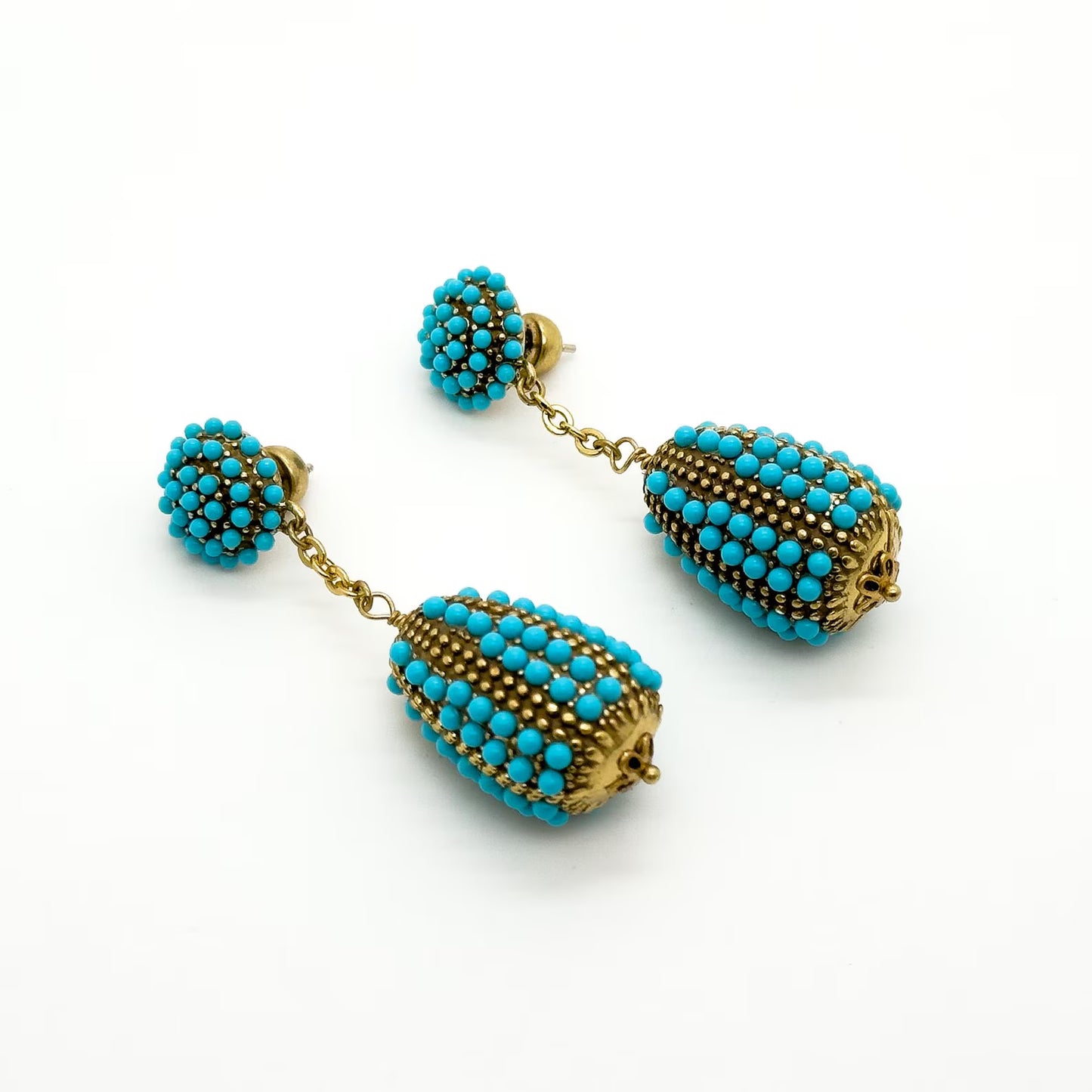 Vintage Art Deco Blue Hot Air Balloon Earrings