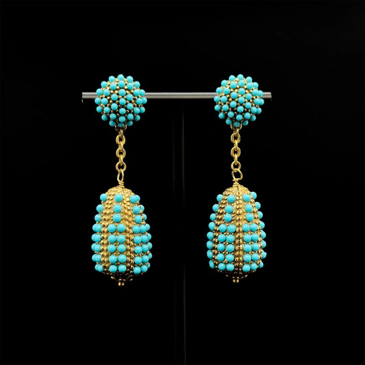 Vintage Art Deco Blue Hot Air Balloon Earrings