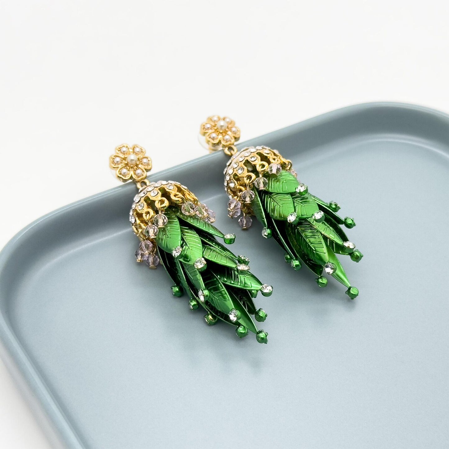 Vintage Art Deco Leaf Earrings