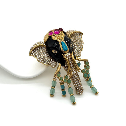 Vintage Art Deco Ethnic Boho Tribal Elephant Brooch
