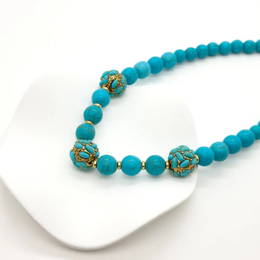Vintage Art Deco Turquoise Boho Tribal Necklace