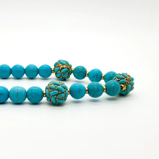Vintage Art Deco Turquoise Boho Tribal Necklace
