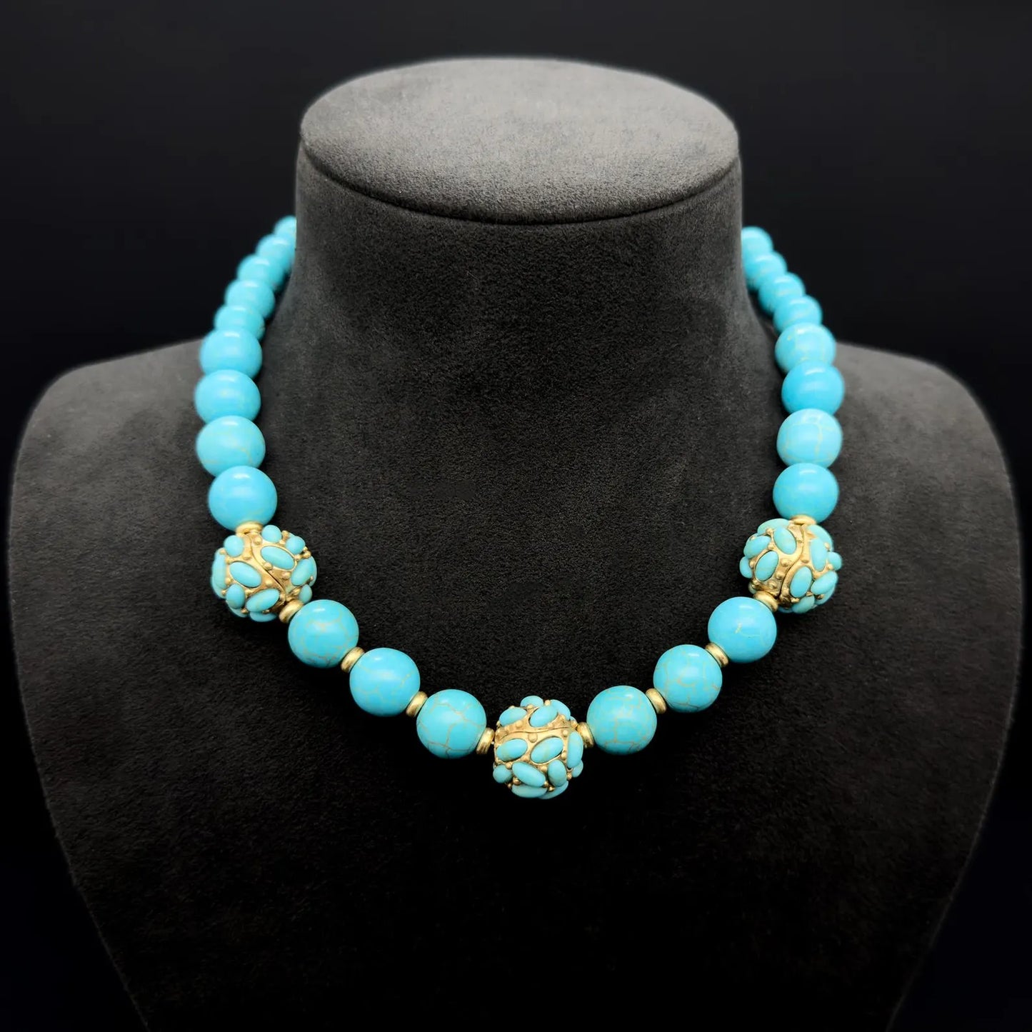 Vintage Art Deco Turquoise Boho Tribal Necklace