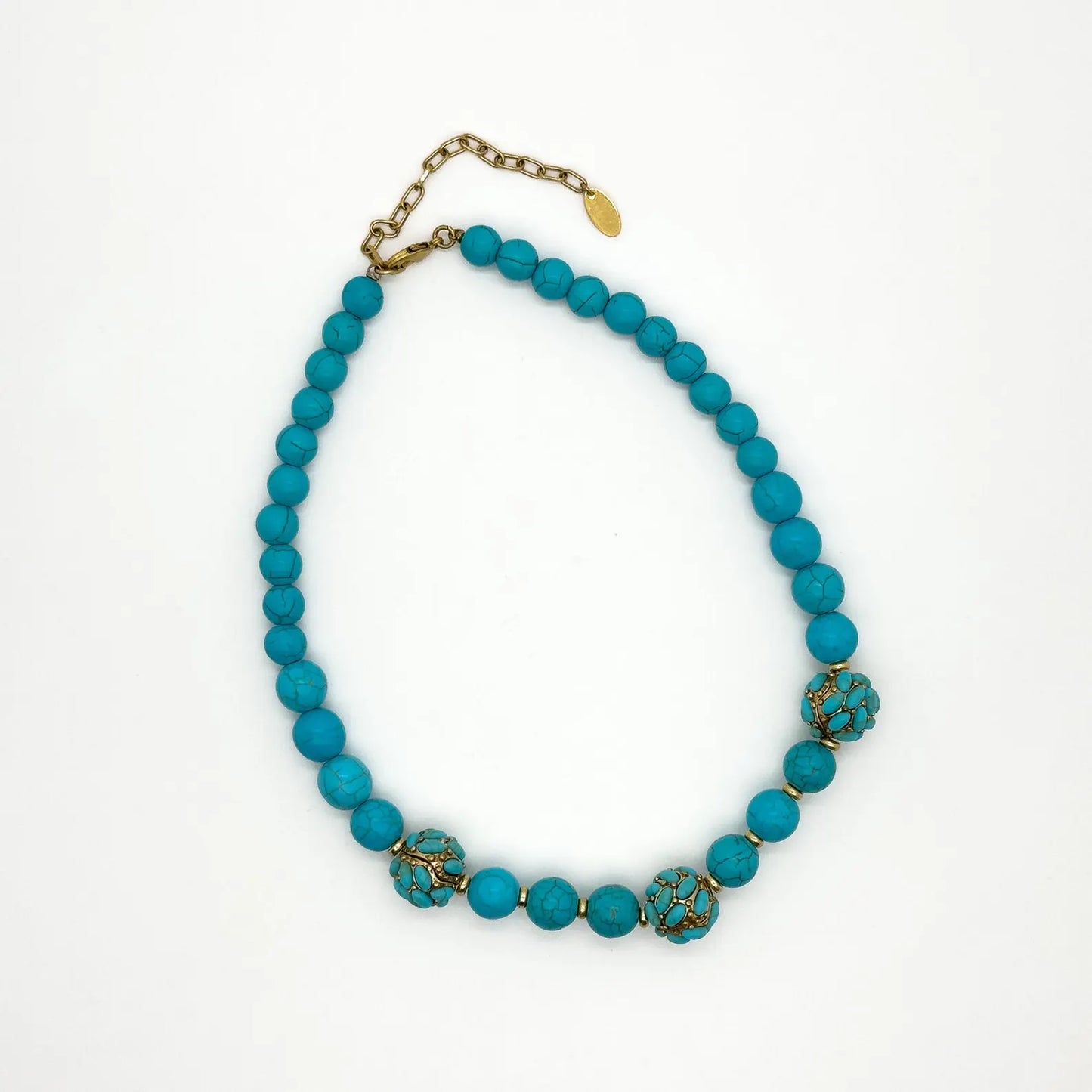 Vintage Art Deco Turquoise Boho Tribal Necklace