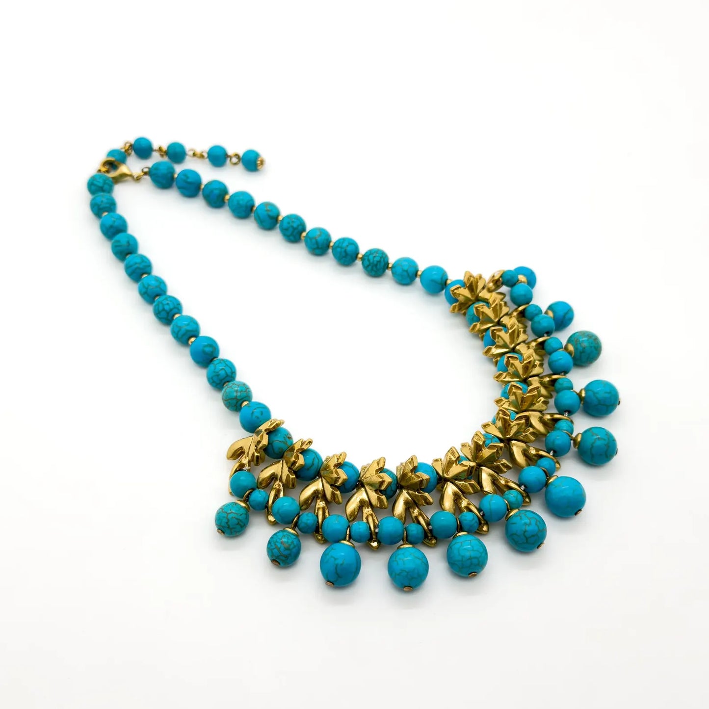 Vintage Art Deco Emerald Flower Tribal Necklace