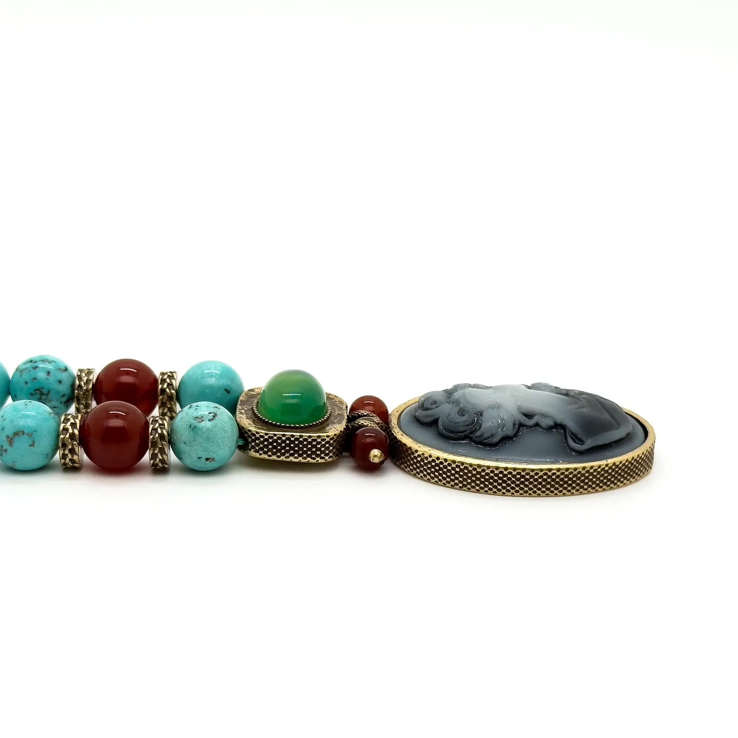 Vintage Art Deco Turquoise Portrait Necklace