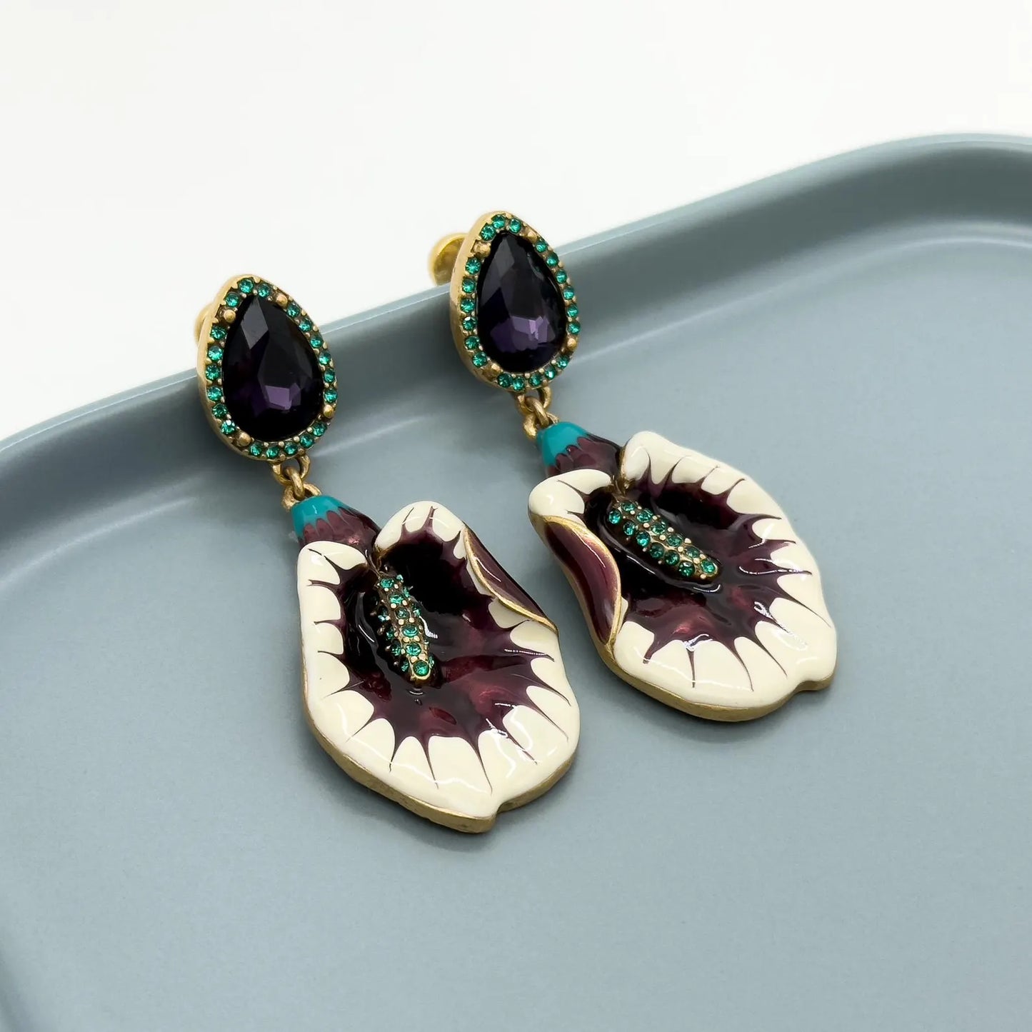 Vintage Art Deco Morning Glory Earrings