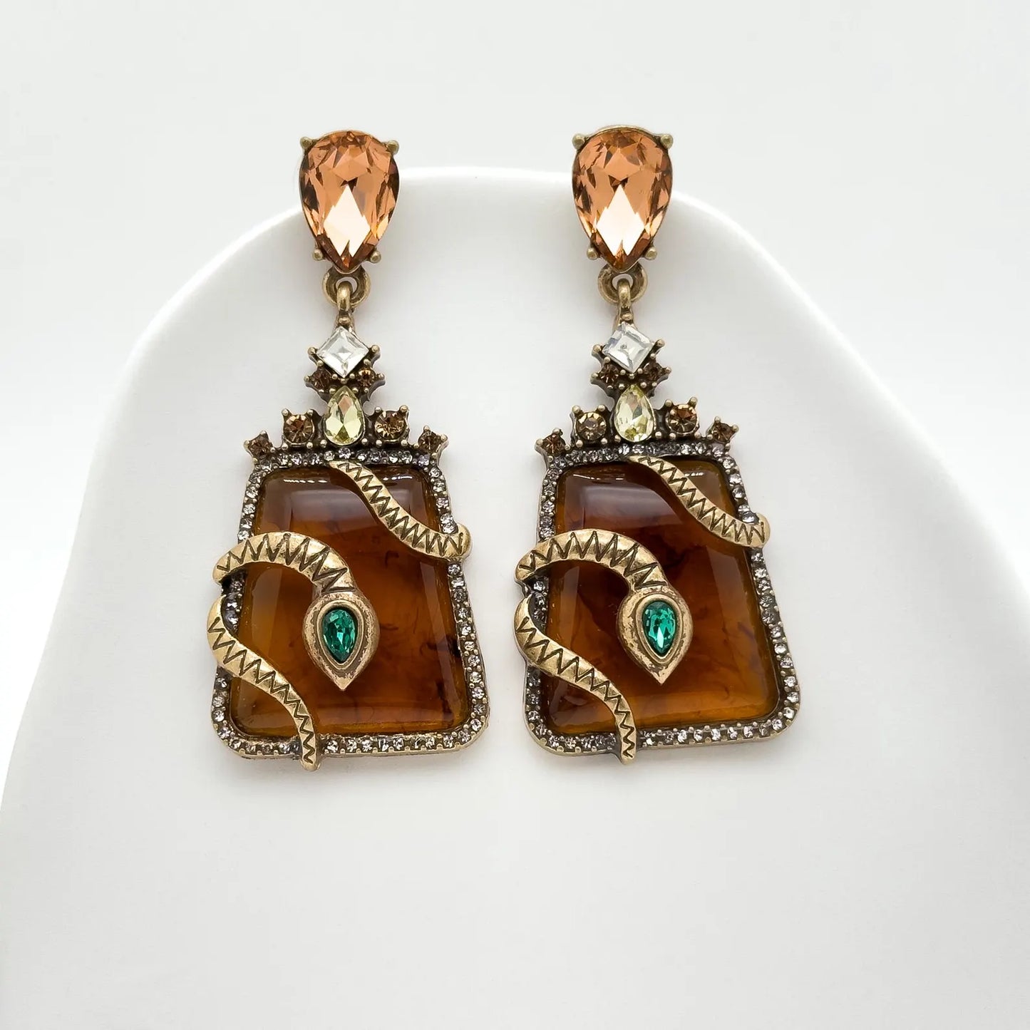 Vintage Art Deco Snake Earrings