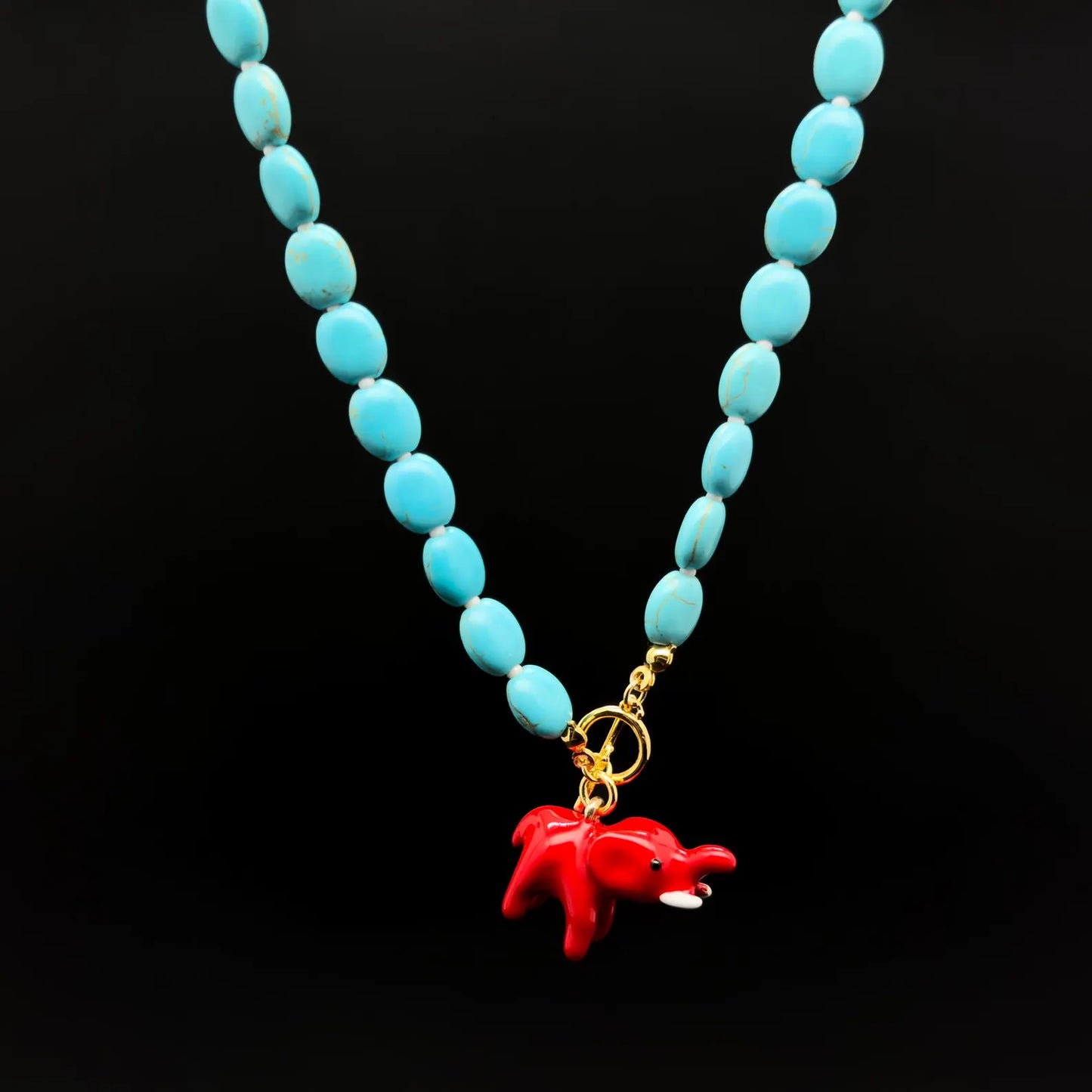 Vintage Art Deco Elephant Turquoise Necklace