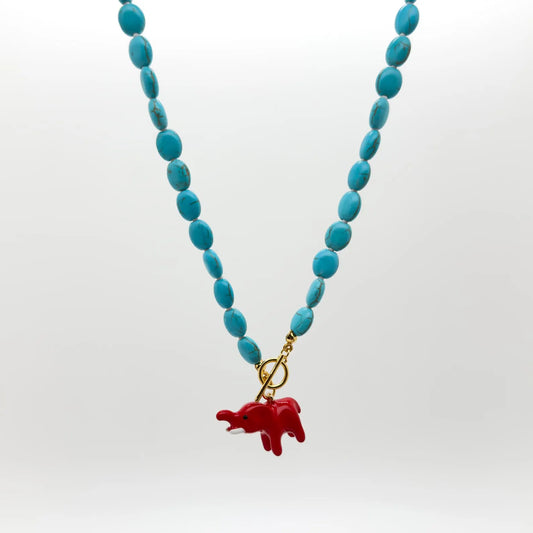 Vintage Art Deco Elephant Turquoise Necklace