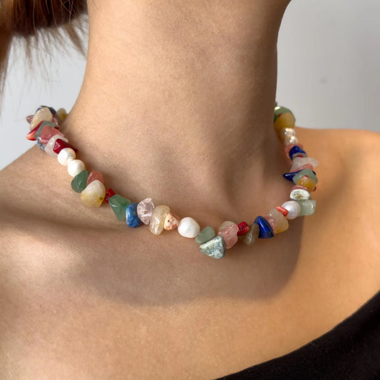 Art Deco Colorful Gemstone Necklace