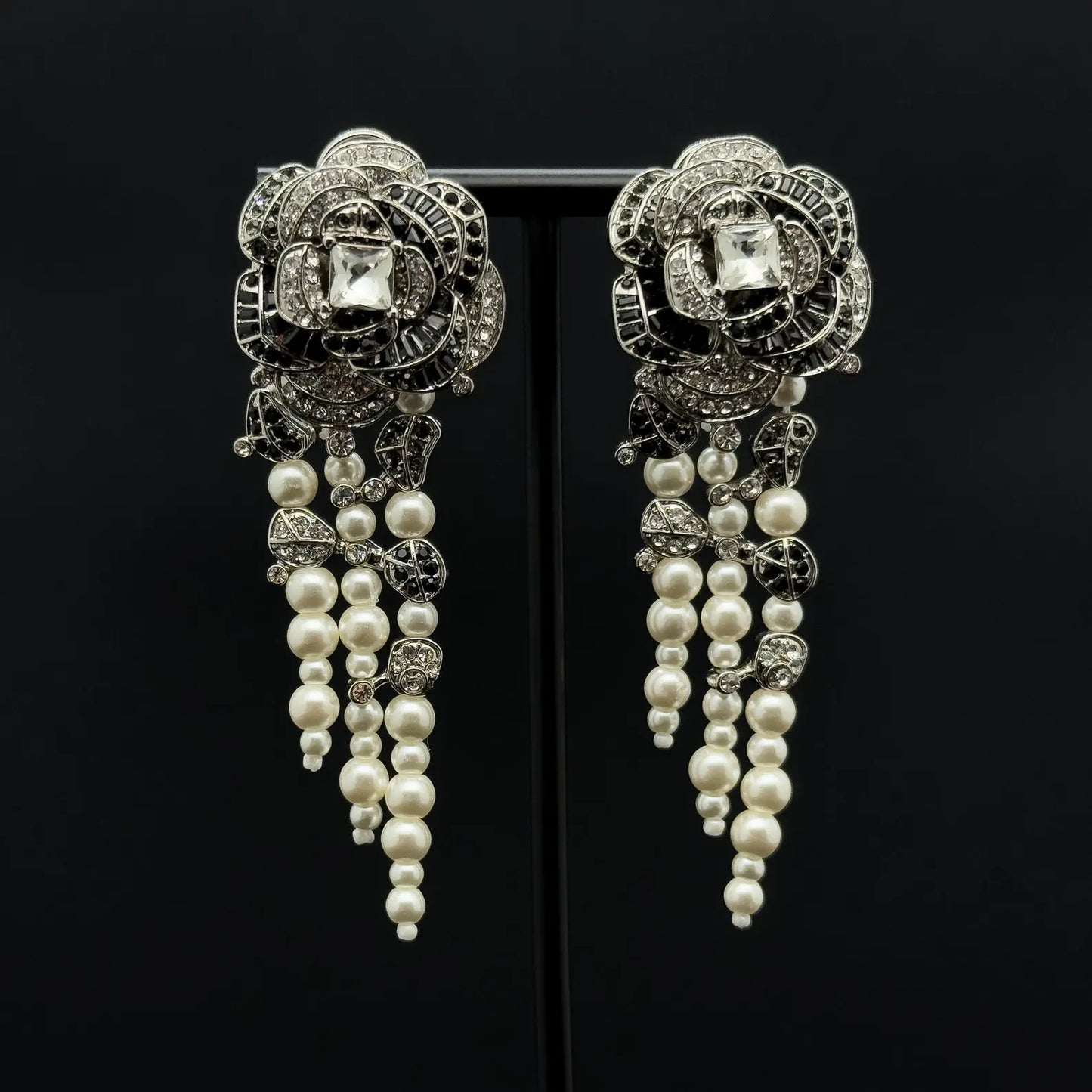 Vintage Art Deco Rose Tassel Earrings