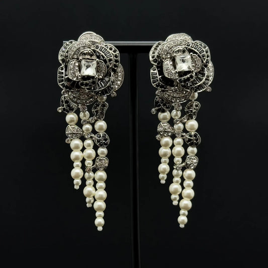 Vintage Art Deco Rose Tassel Earrings
