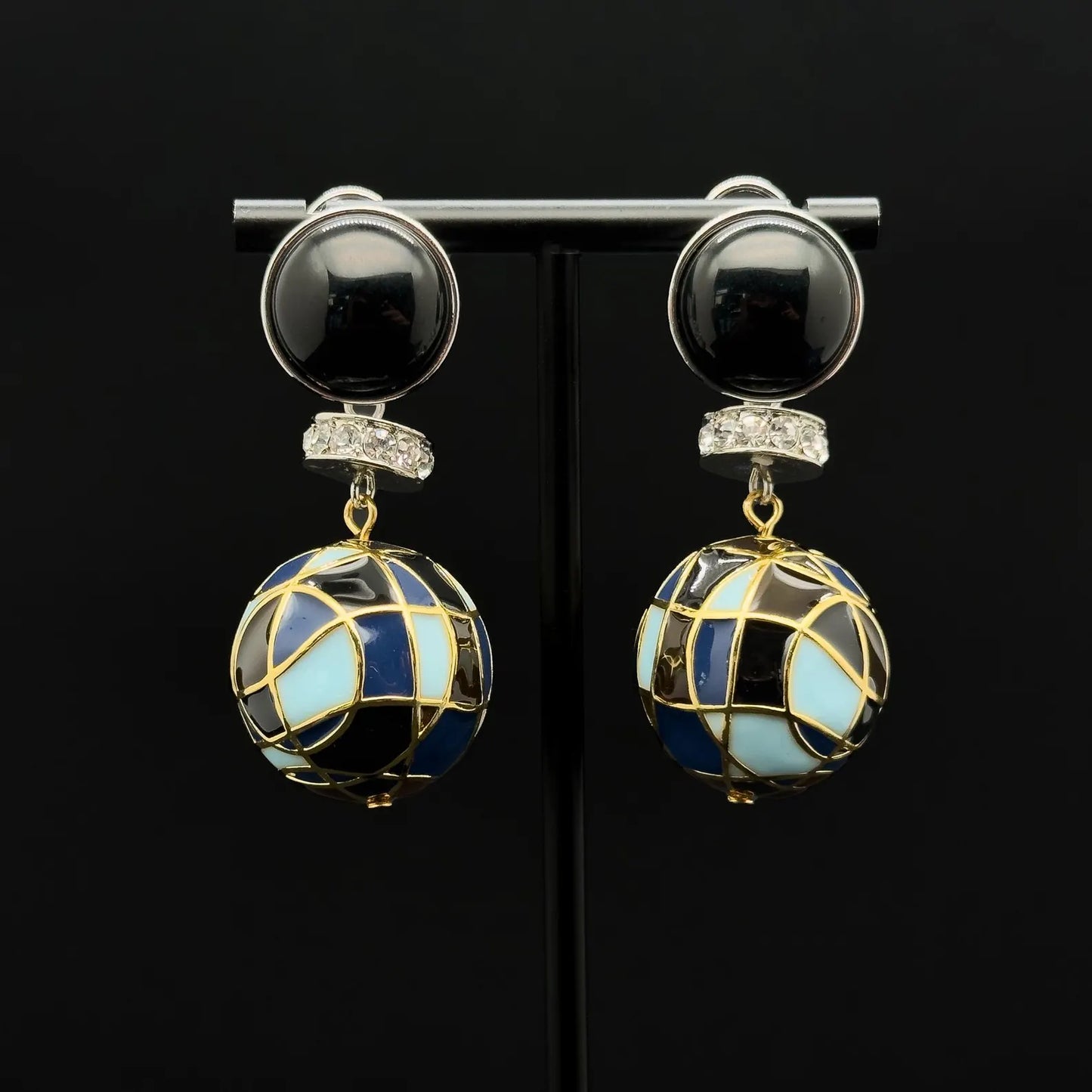 Vintage Art Deco Enamel Ball Earrings