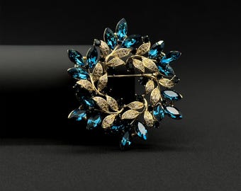 Light Luxury Vintage Wreath Brooch Copper Zircon Gift Pin